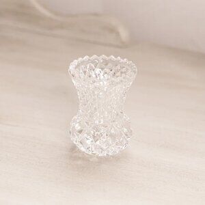 Small Clear Crystal Glass Toothpick Holder with Sawtooth Edge